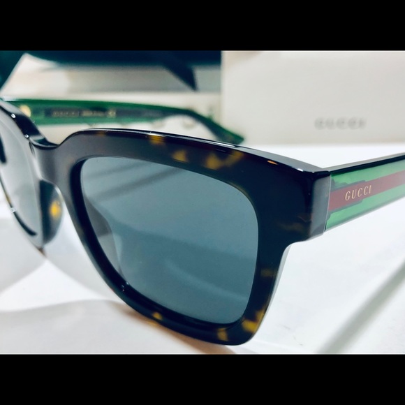 Gucci Men's Sunglasses Havana Brown w/ Green; Gray - Picture 6 of 8